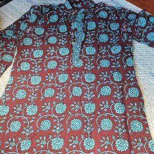 Men Full Sleeve Indian Cotton Long Kurta Casual Wear